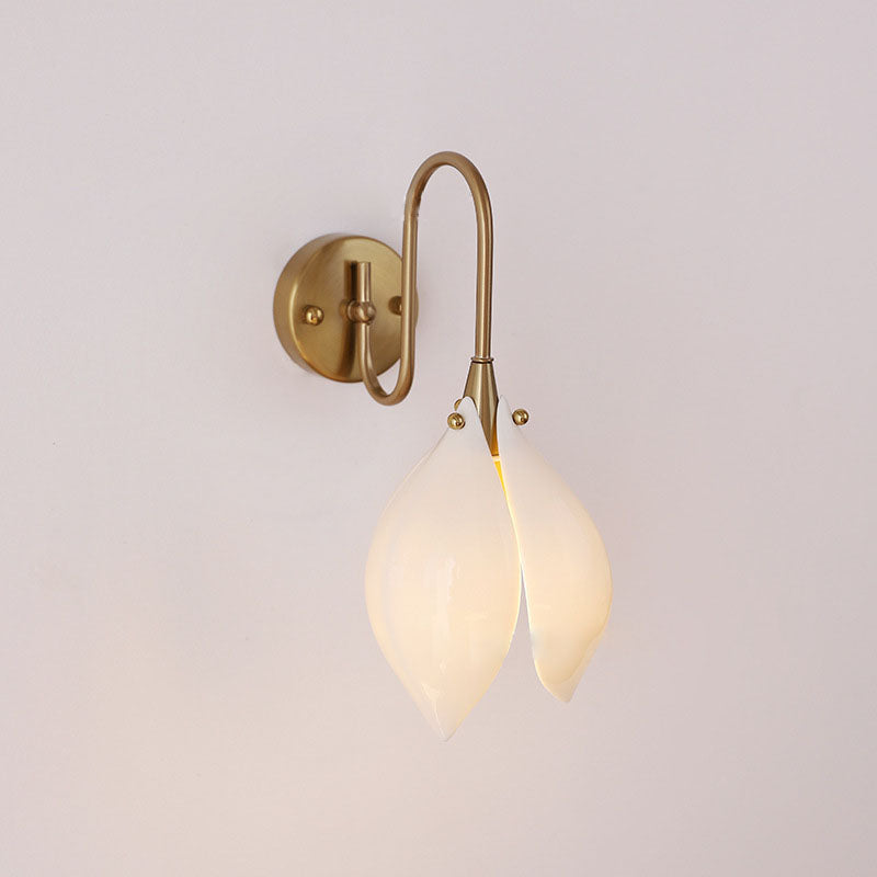 Ceramic Magnolia Flower Shape Wall Lamp