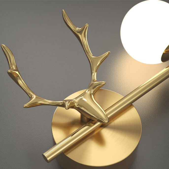 Antler Full Brass Glass Wall Lamp