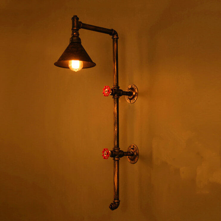 Iron Water Pipe Faucet Wall Lamp