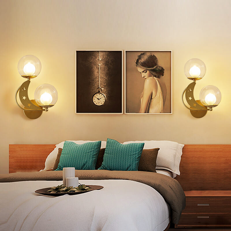 Glass Globe Lampshade Moon 2-Light Wall Lamp