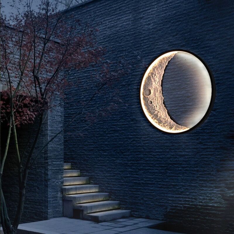 Round Metal Resin Bedroom Wall Lamp