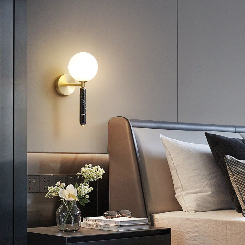 Ball Marble Straight Arm Wall Lamp