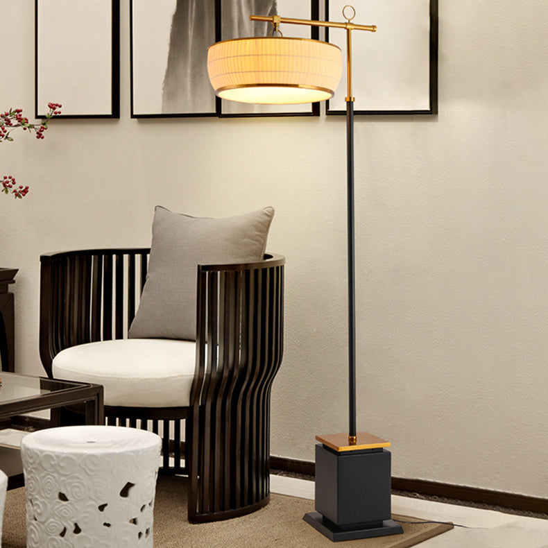 Fabric Pleated Lantern Hardware Floor Lamp