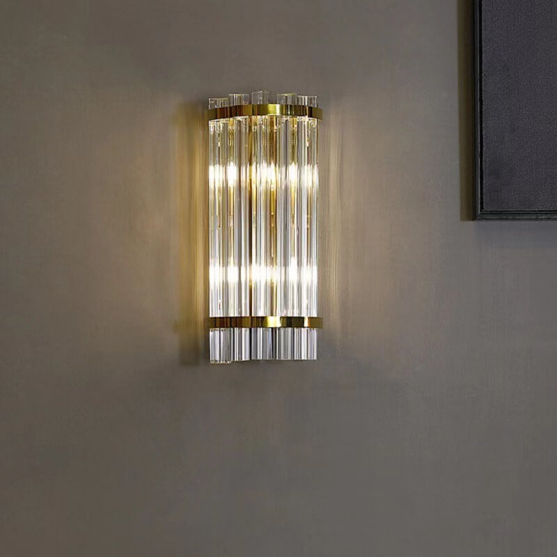 Crystal Plated Column 2-Light Wall Lamp