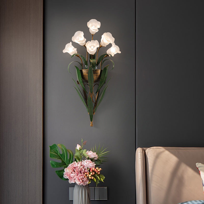 Glass Flower 6-Light Wall Lamp