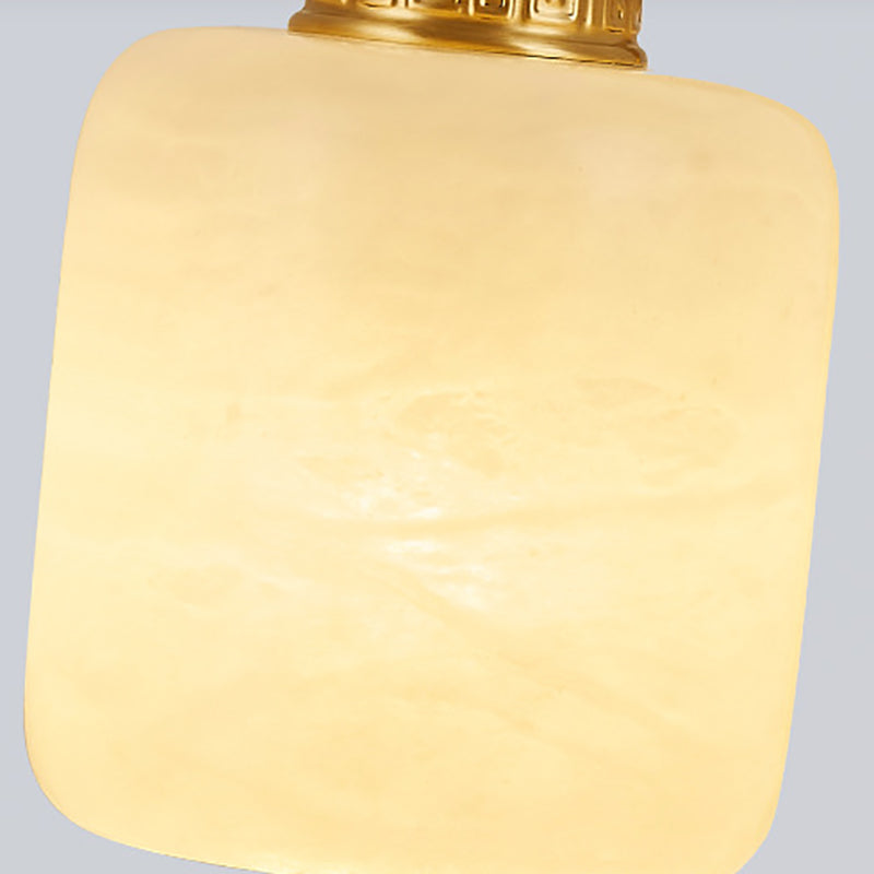 Lantern Cylinder Copper Glass Table Lamp
