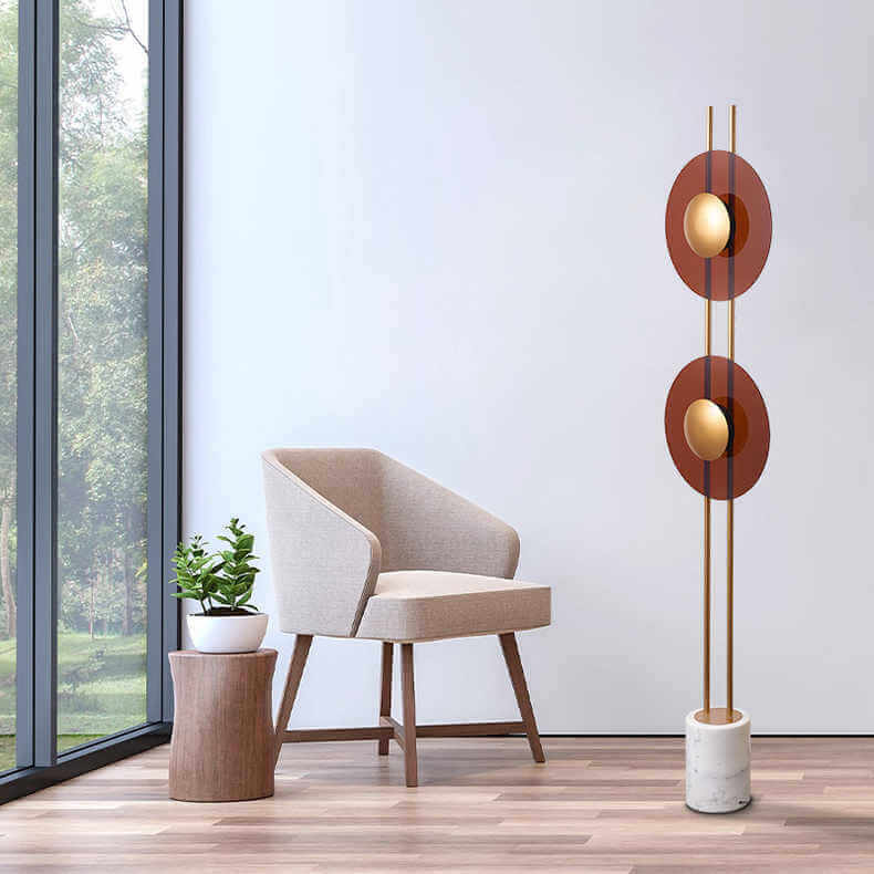 Hardware Disc Marble Floor Lamp