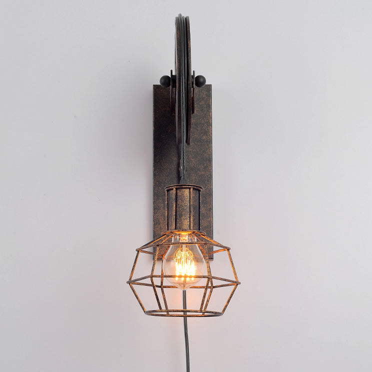 Iron Cage Pulley Liftable Wall Lamp