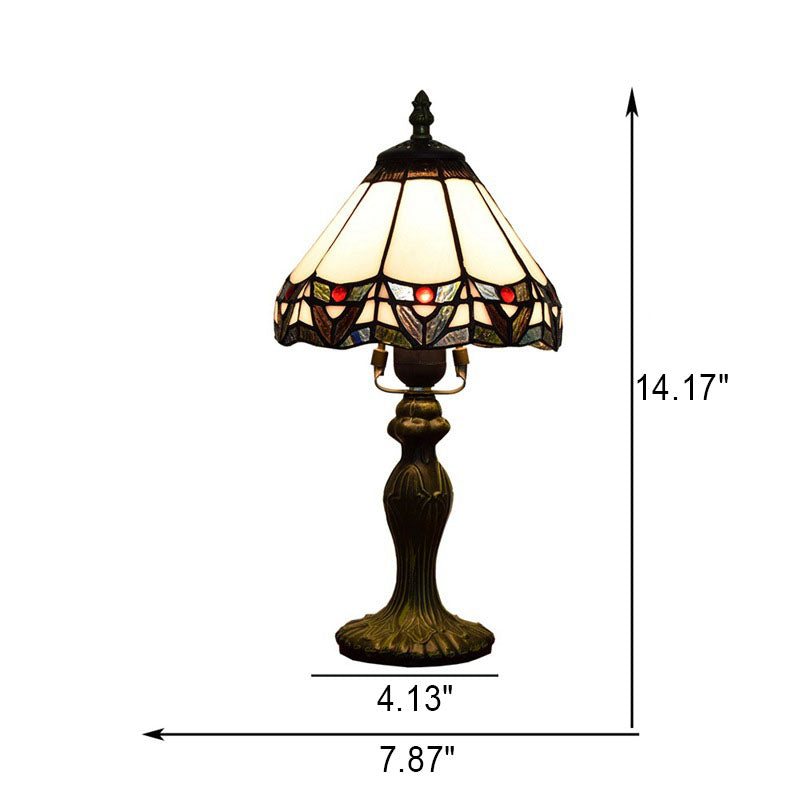 Style Gemstone Cone Stained Table Lamp