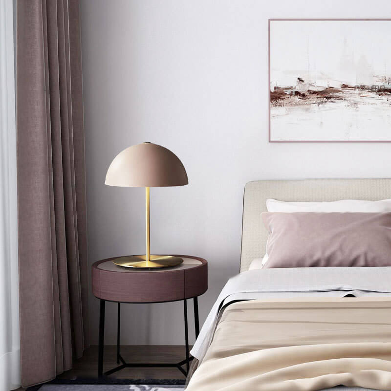 Pink Dome Copper Bedroom Table Lamp