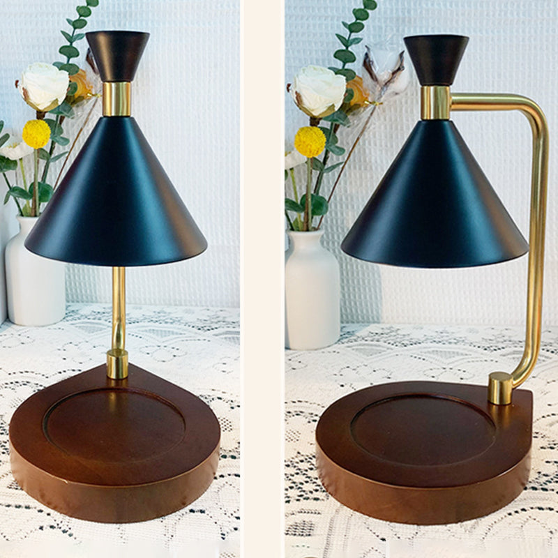 Iron Conical Wooden Melting Table Lamp