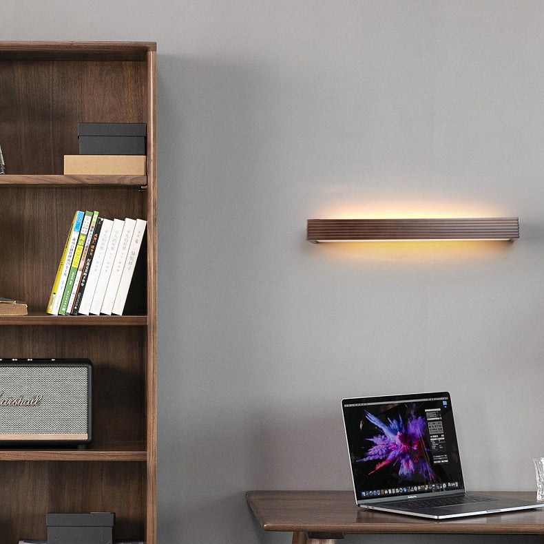 Striped Wood Cuboid Vanity Wall Lamp