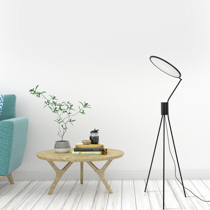 Fabric Round Iron Tripod Floor Lamp