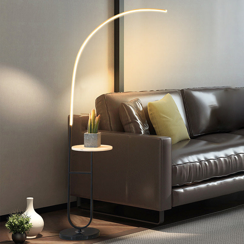 Arc Aluminum Strip Marble Floor Lamp