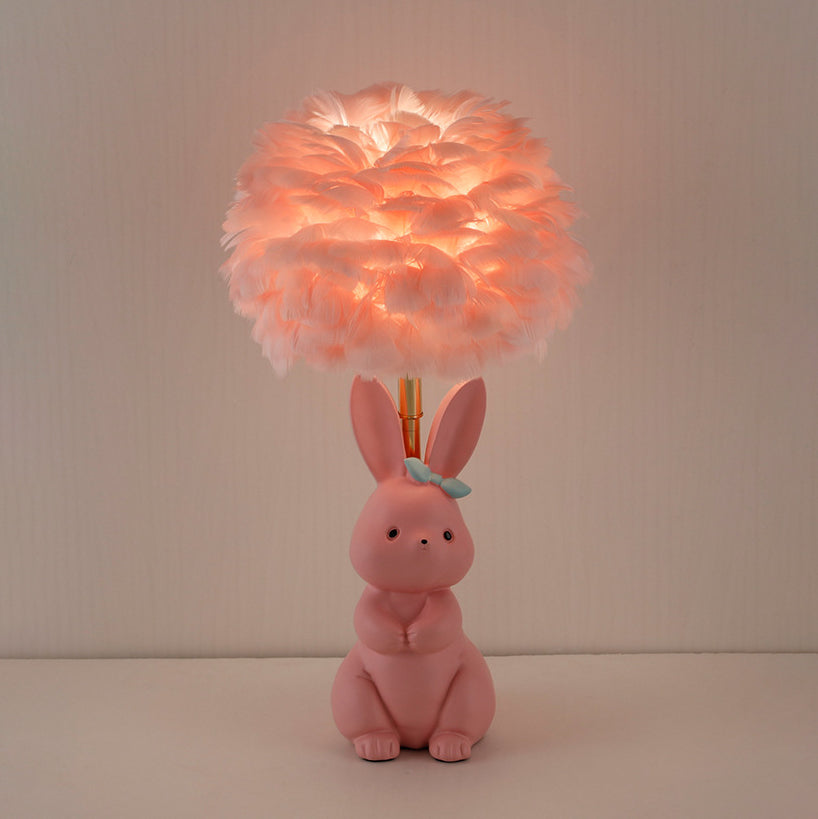 Rabbit Feather Orb Metal Table Lamp