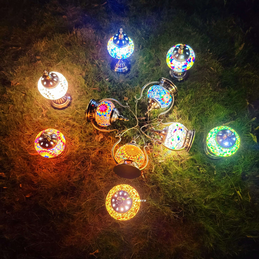 Moroccan Stained Glass Round Table Lamp