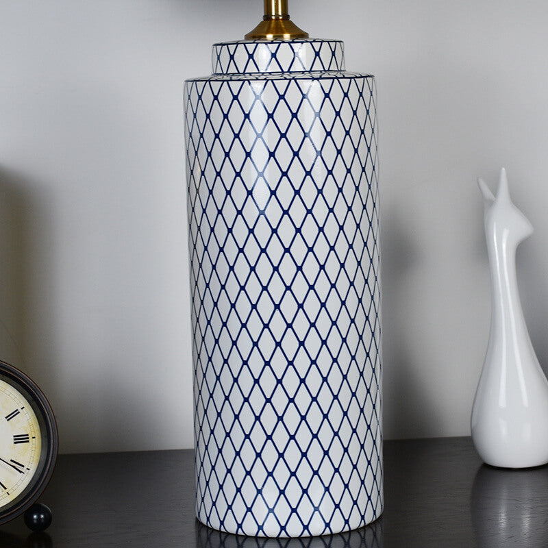 Ceramic Cylinder Fabric Table Lamp