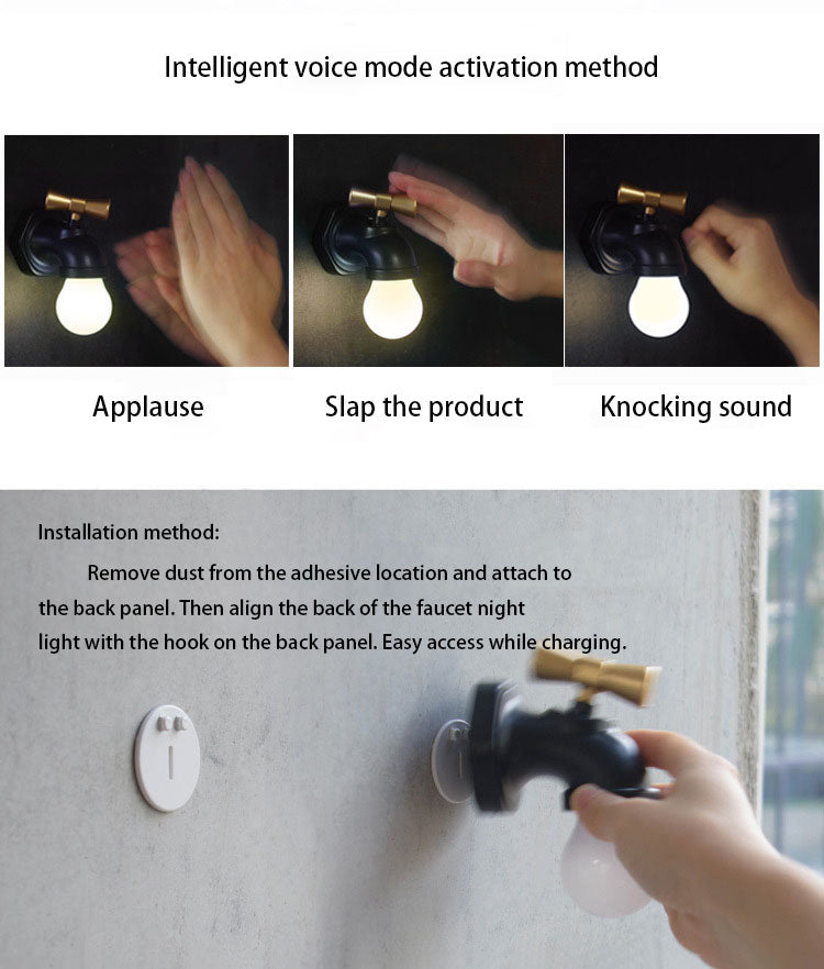 Faucet ABS PC Night Wall Lamp