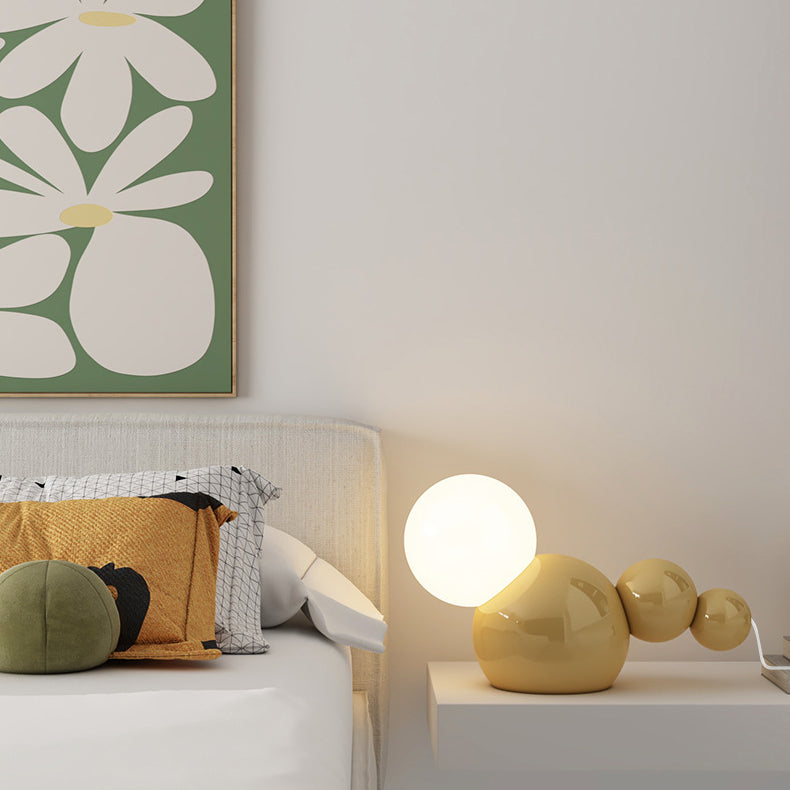 Cream Geometric Iron Globe Table Lamp