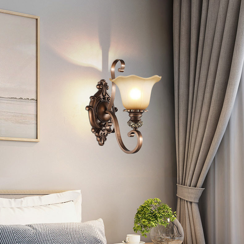 Frosted Glass Flower Iron Wall Lamp