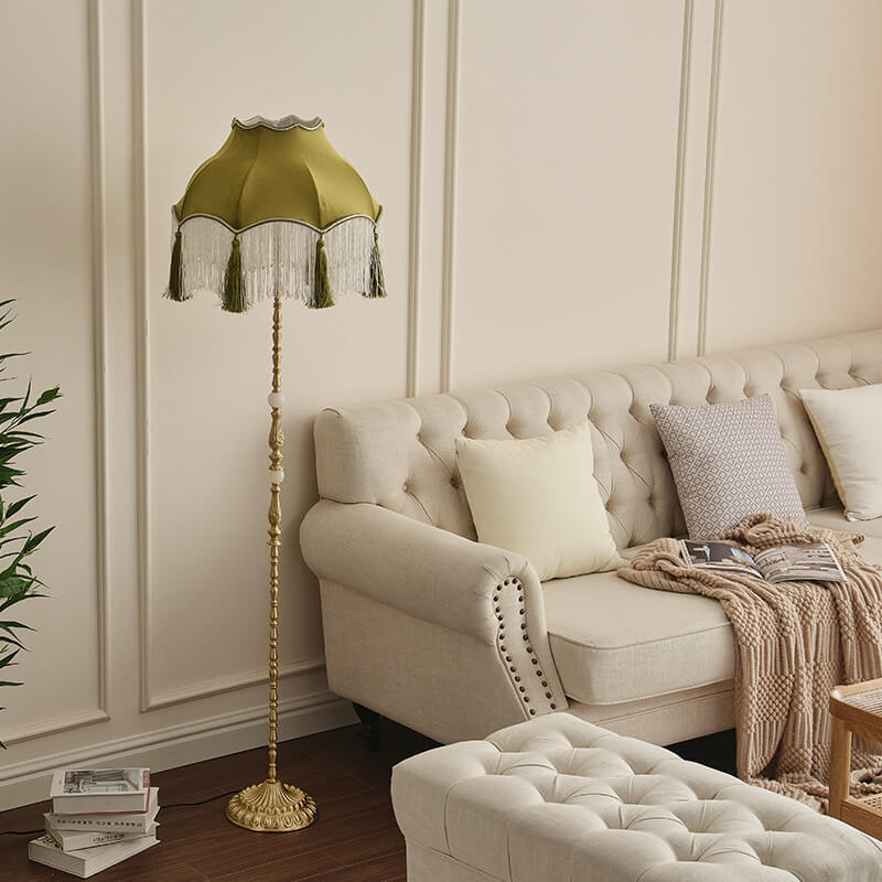 Brass Umbrella Tassels Living Floor Lamp