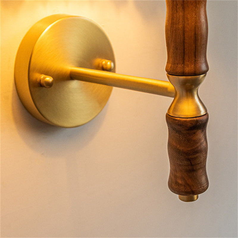 Walnut Pleated Umbrella Wall Lamp
