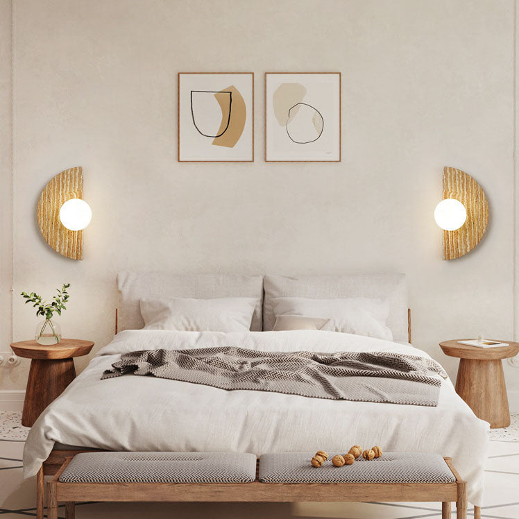 Semi-circular Stone Glass Wall Lamp