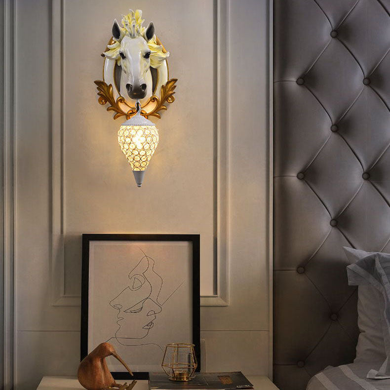 Eclectic Resin Horse Head Wall Lamp