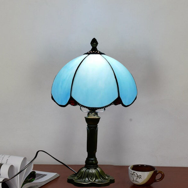 Blue Glass Petal Design Table Lamp