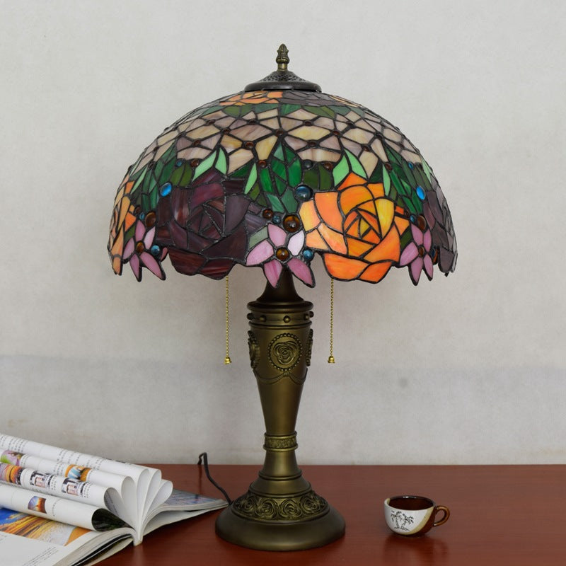 Rose Umbrella Resin Stained 2-Light Table Lamp