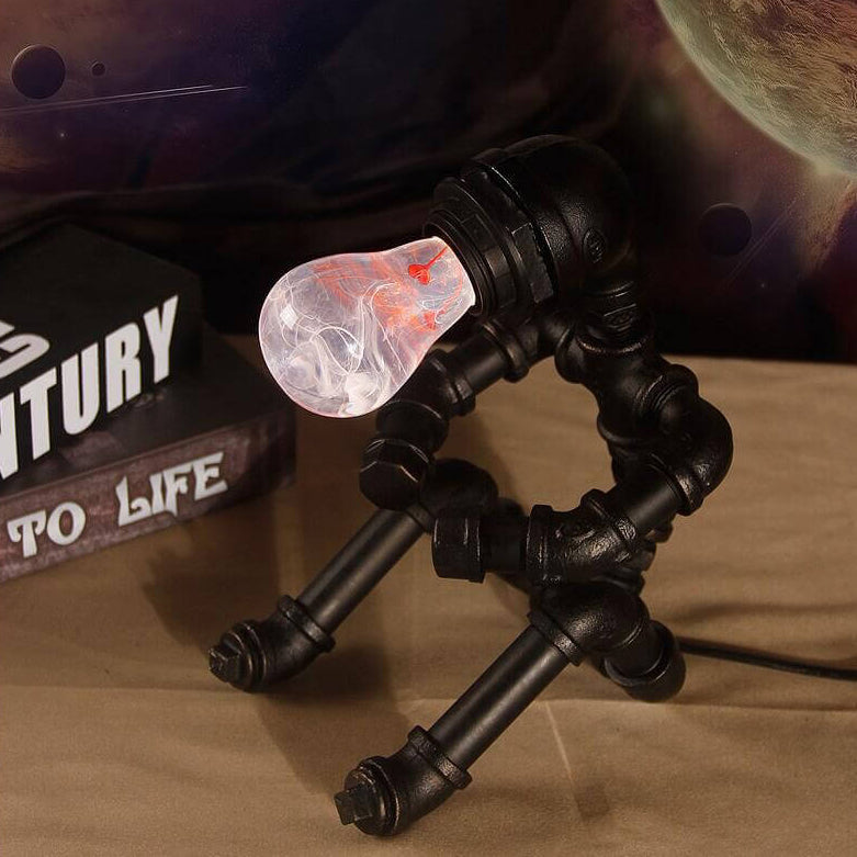 Personality Iron Pipe Robot Table Lamp
