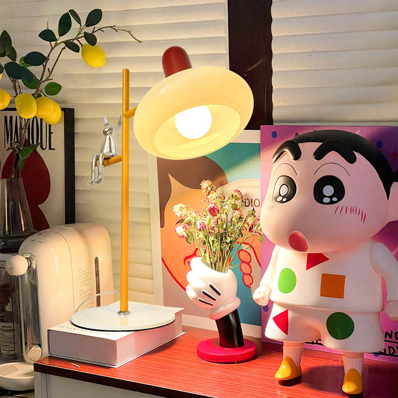 Round Glass Iron Rabbit Table Lamp