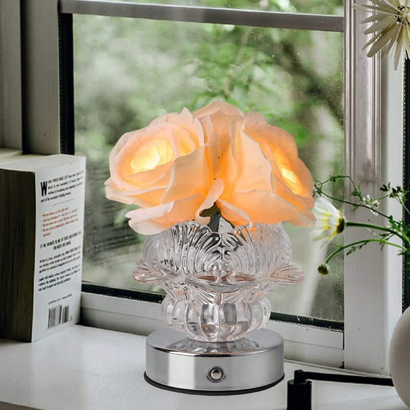 Decorative Rose Metal Glass Table Lamp