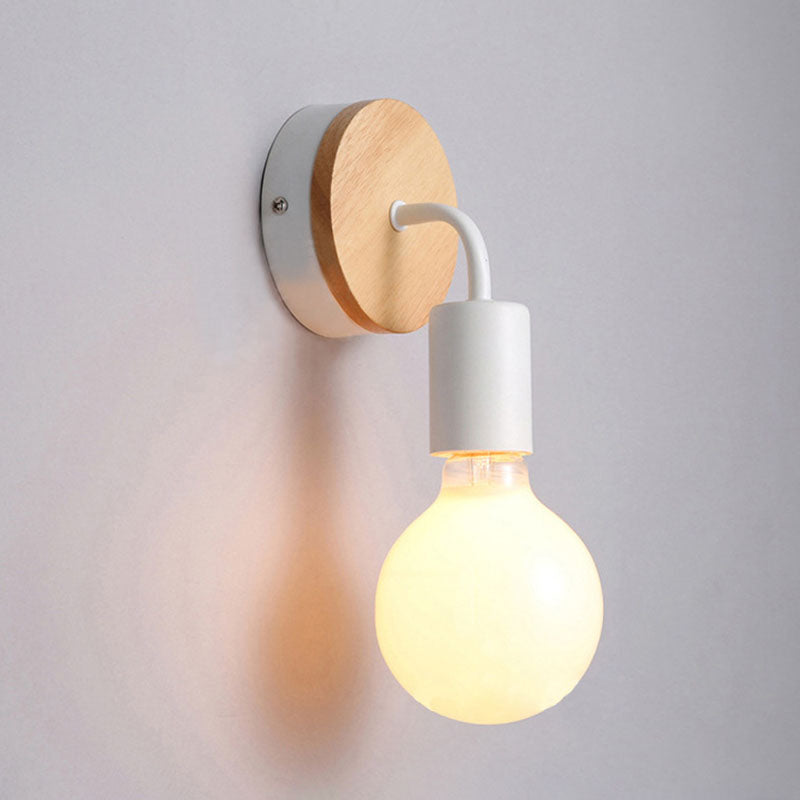 Bent Wood Iron Bedroom Wall Lamp