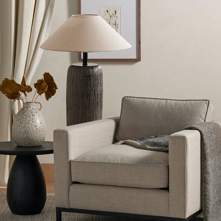 Japanese Wabi-sabi Fabric Shade Floor Lamp