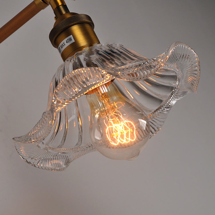 Iron Glass Flower Bedside Wall Lamp