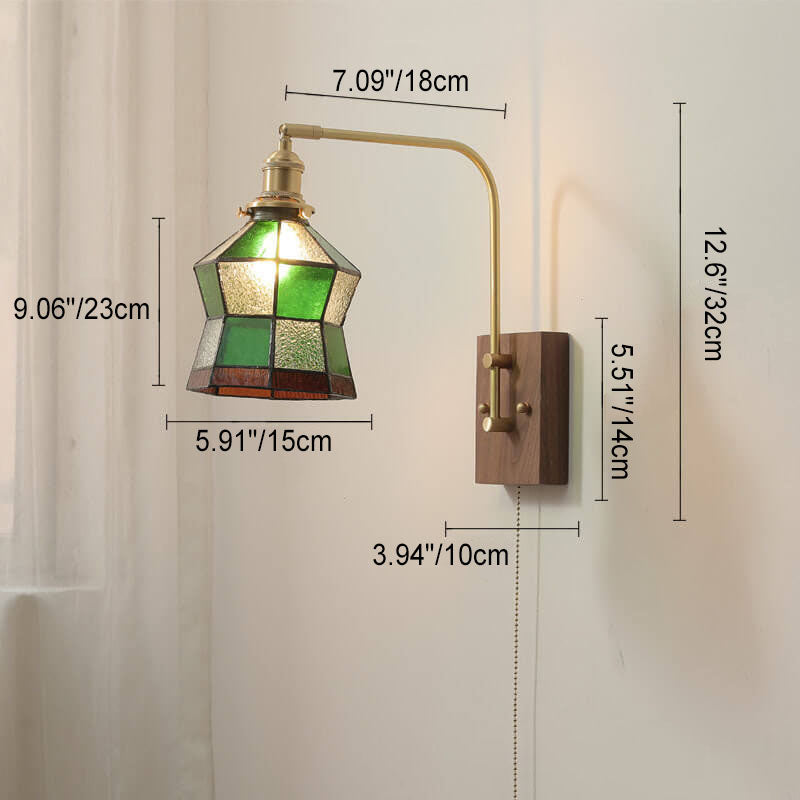 Green Mosaic Glass Cone Wall Lamp