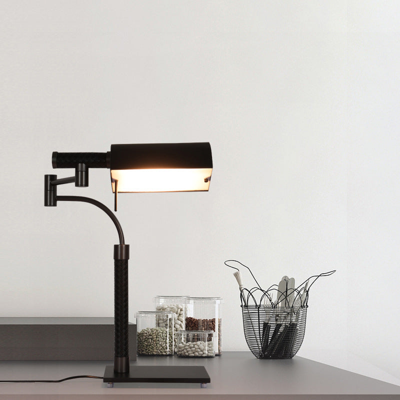 Rectangular Cylinder Iron Leather Table Lamp