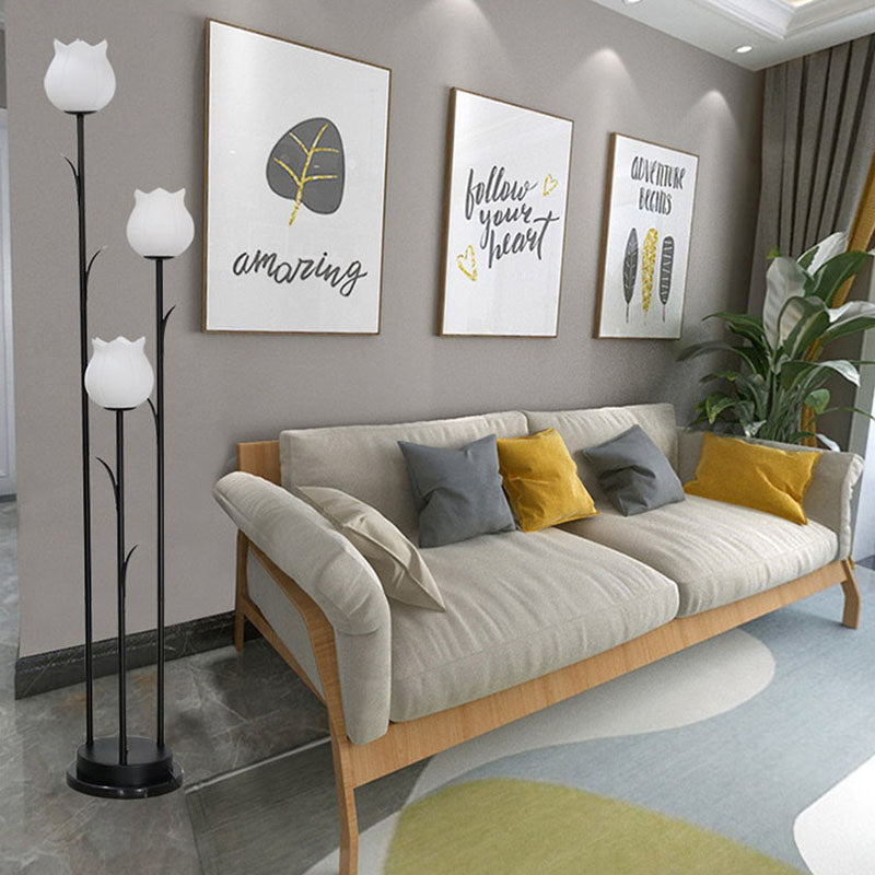 Contemporary Scandinavian Cylinder Flower 3-Light Floor