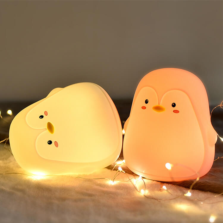 Cartoon Penguin Silicone Kids Table Lamp
