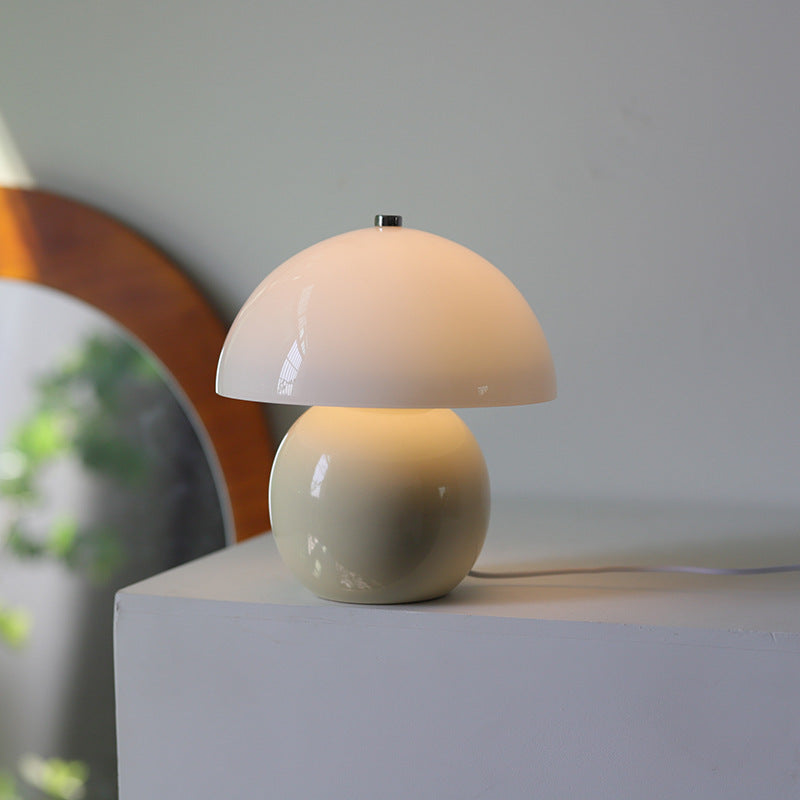 Cream Glass Mushroom Ceramic Table Lamp