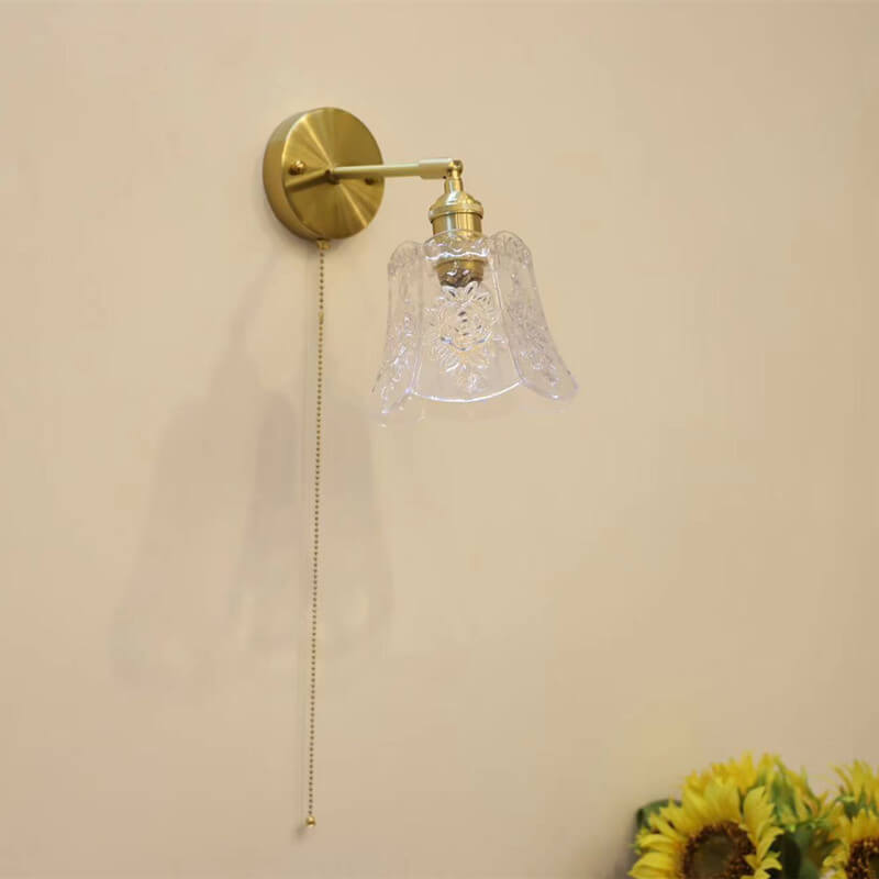 Brass Glass Pull Wire Wall Lamp