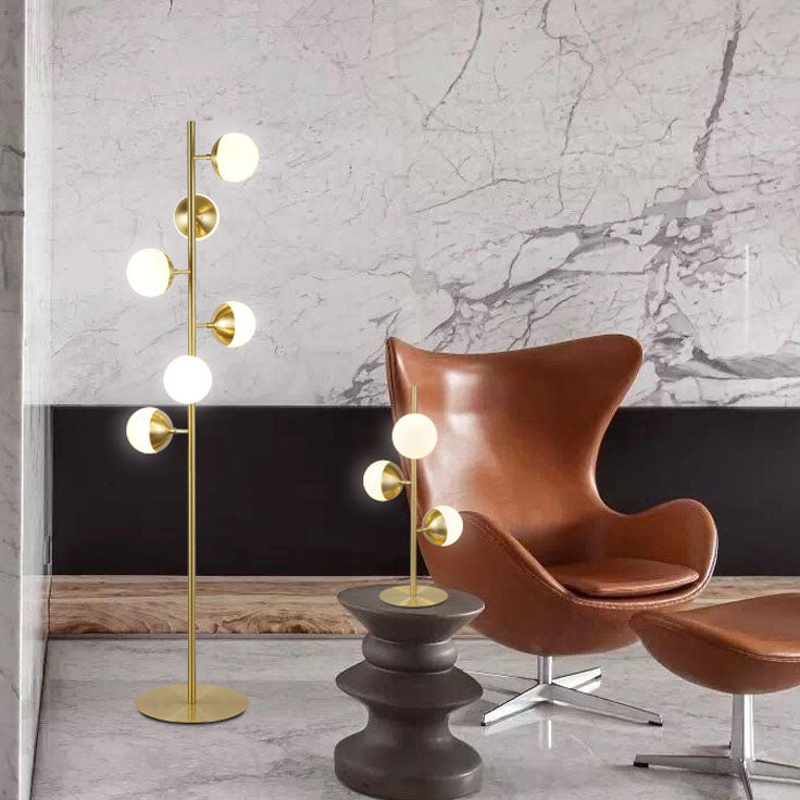 Round Ball Metal Glass 6-Light Floor Lamp