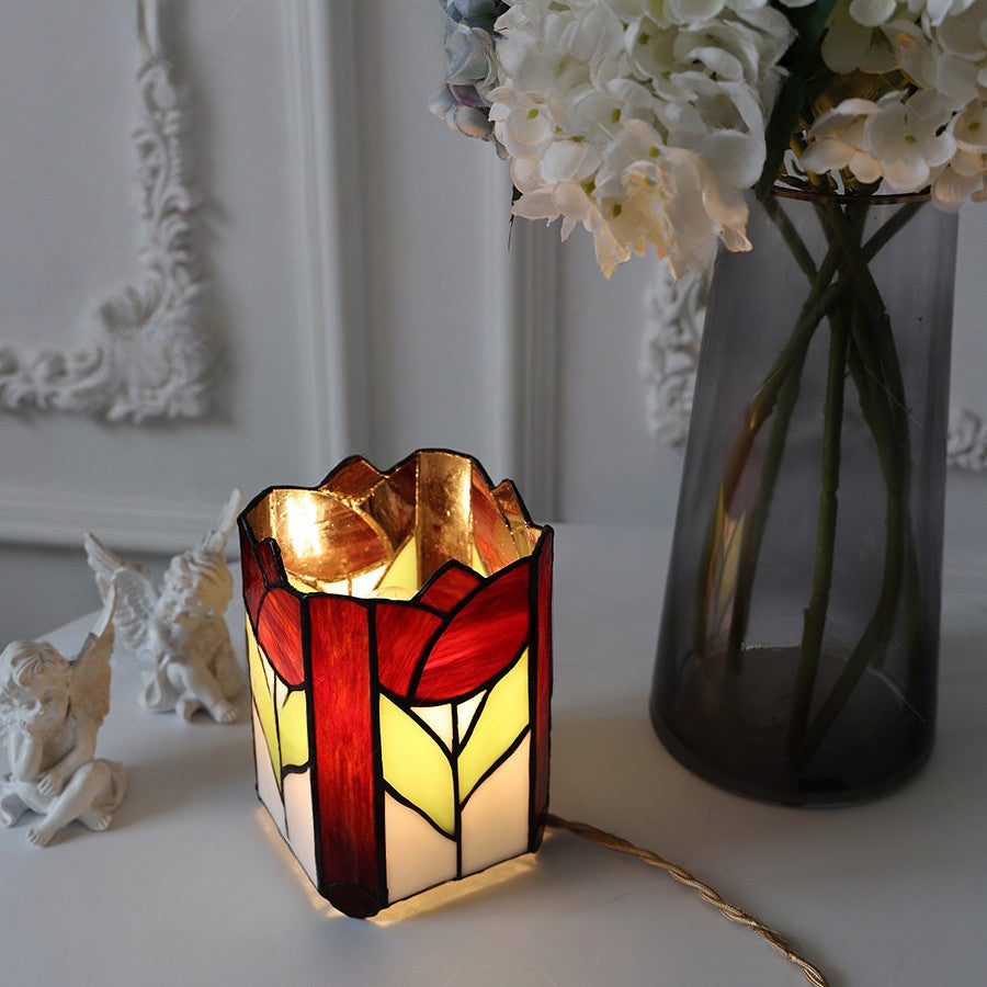 Square Glass Bedroom Table Lamp
