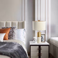Fabric Marble Column Table Lamp