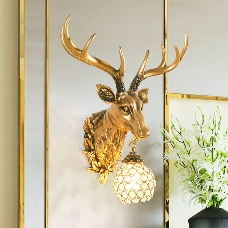 Deer Head Resin Wall Lamp
