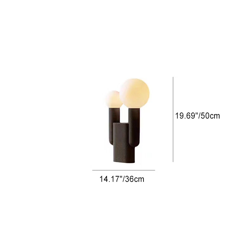 Resin Glass Ball Cylinder 2-Light Table Lamp