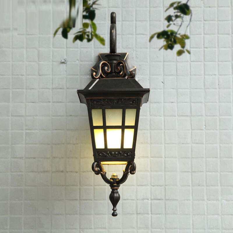 Square Lantern Carved Outdoor Light