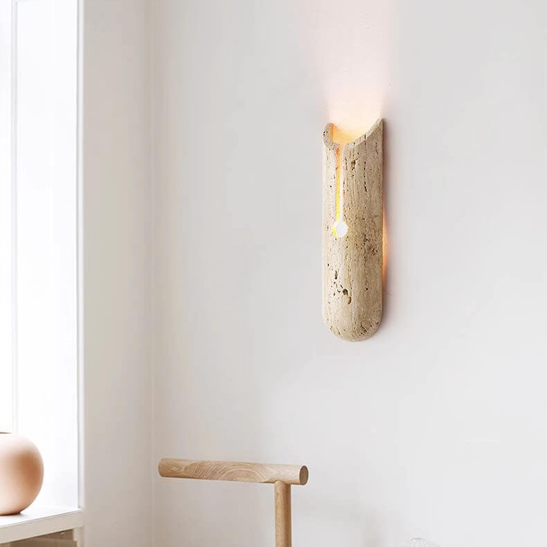 Yellow Travertine Half Oval Wall Lamp