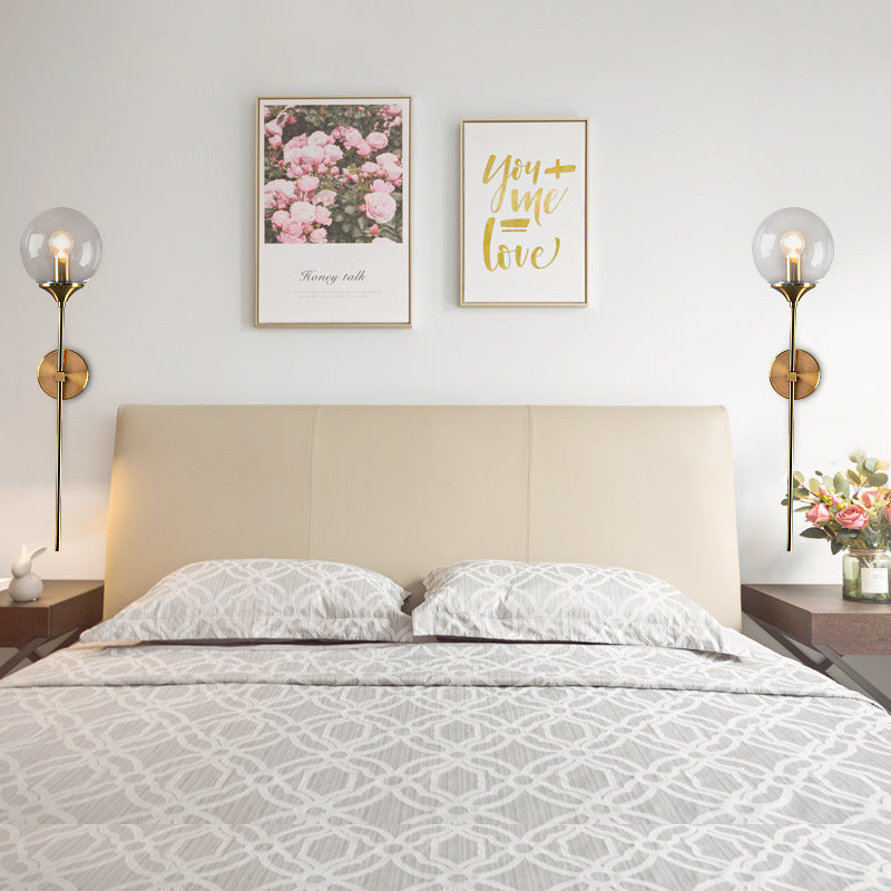 Round Iron Glass Living Wall Lamp